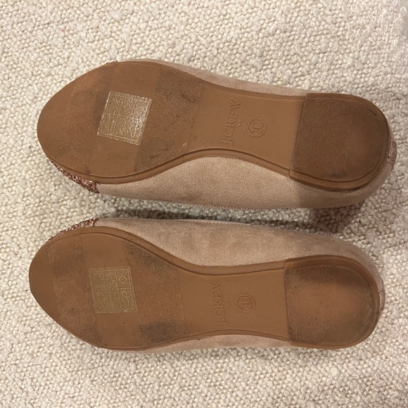 Crewcuts by J.Crew Little Girls Glitter Cap-toe Ballet Flats in Rose Gold Sz 10 - Picture 7 of 8